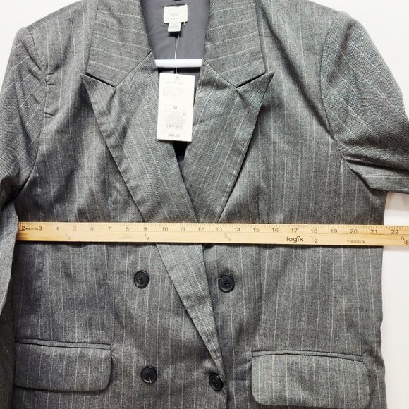 A New Day Grey Striped Double Breasted Blazer Womens Medium Responsible Style - Picture 7 of 9